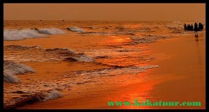 sunset at puri sea beach